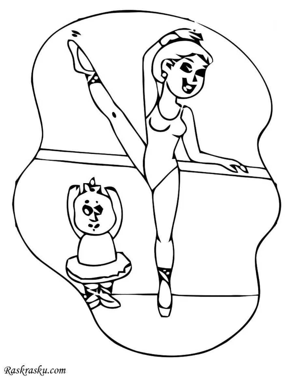 Exquisite gymnastics coloring for girls