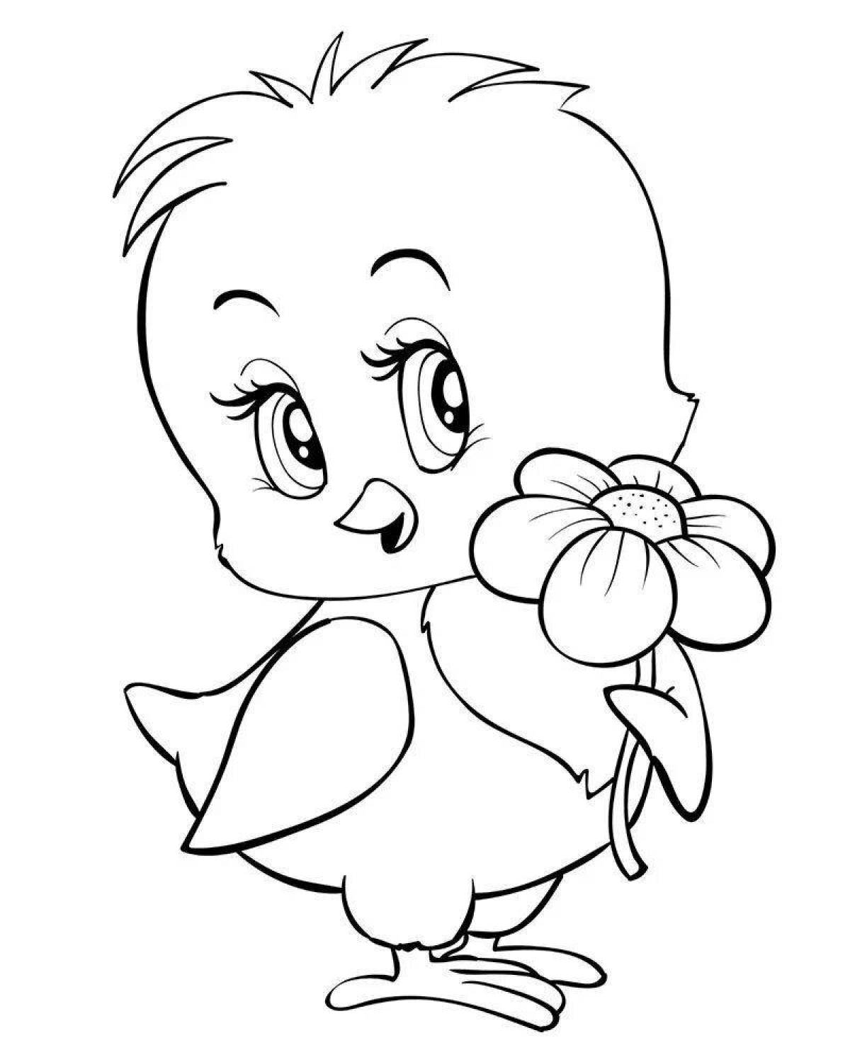 Cute chick and duck coloring book