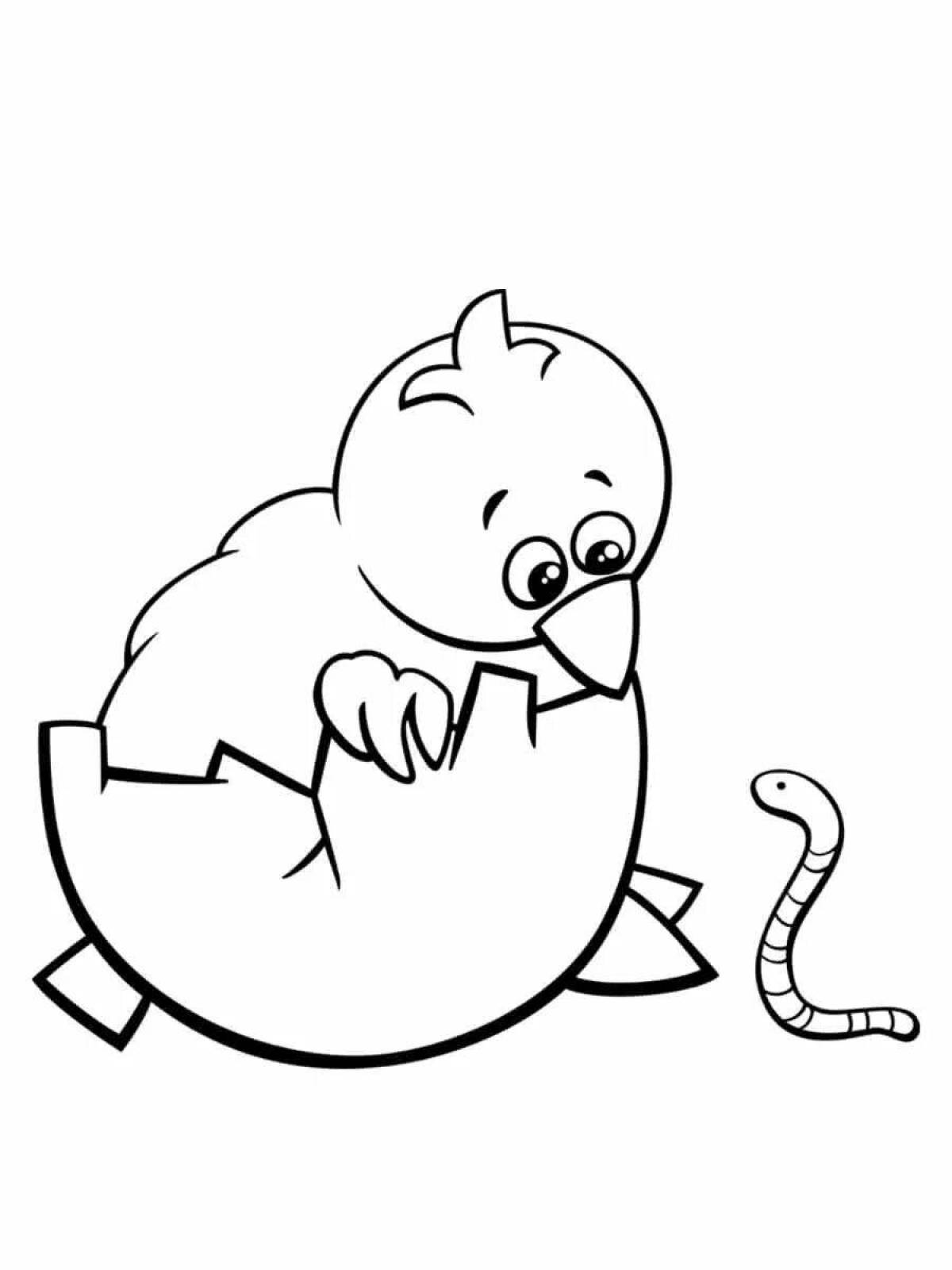 Animated chick and duckling coloring page