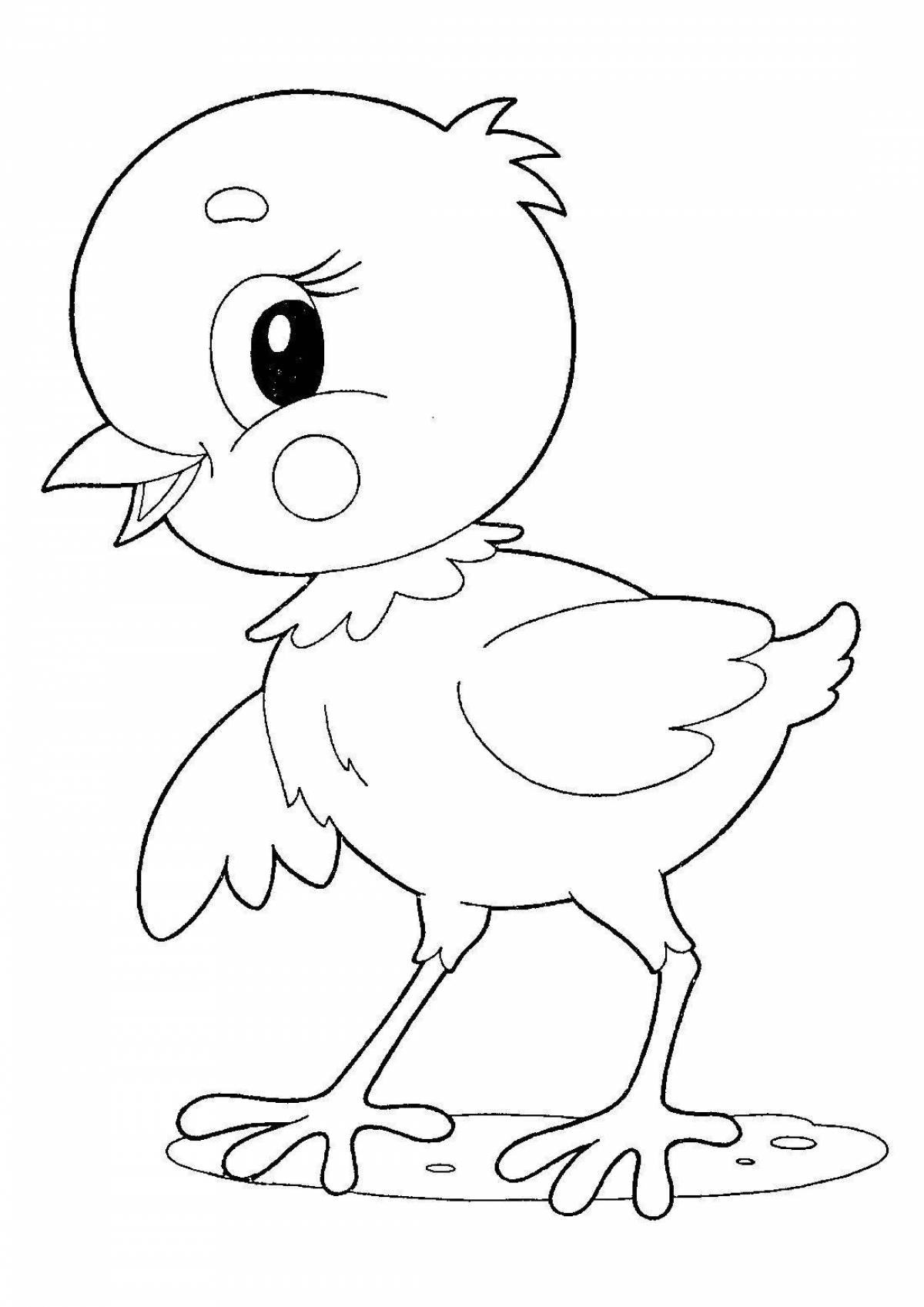 Chick and duck coloring page