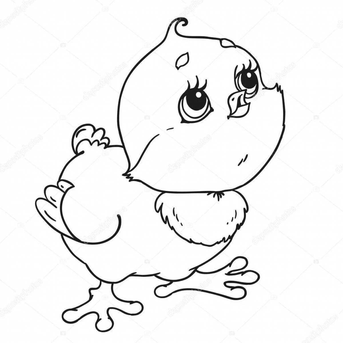 Chicken and duckling coloring page