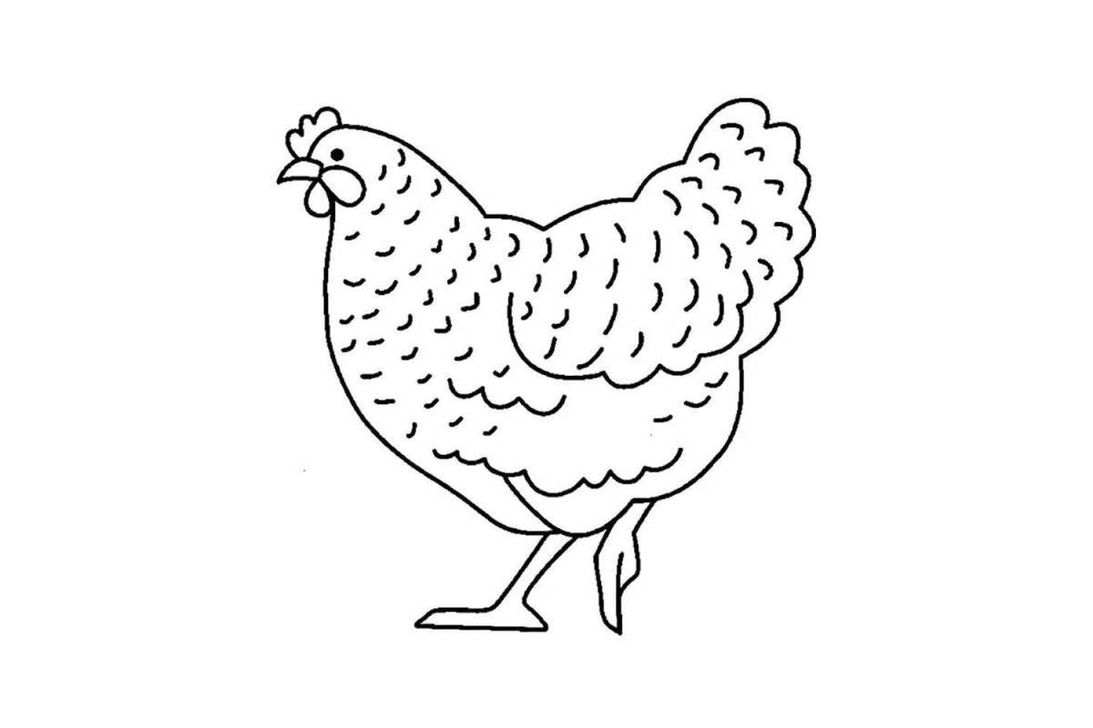 Fun coloring book with chicken for kids