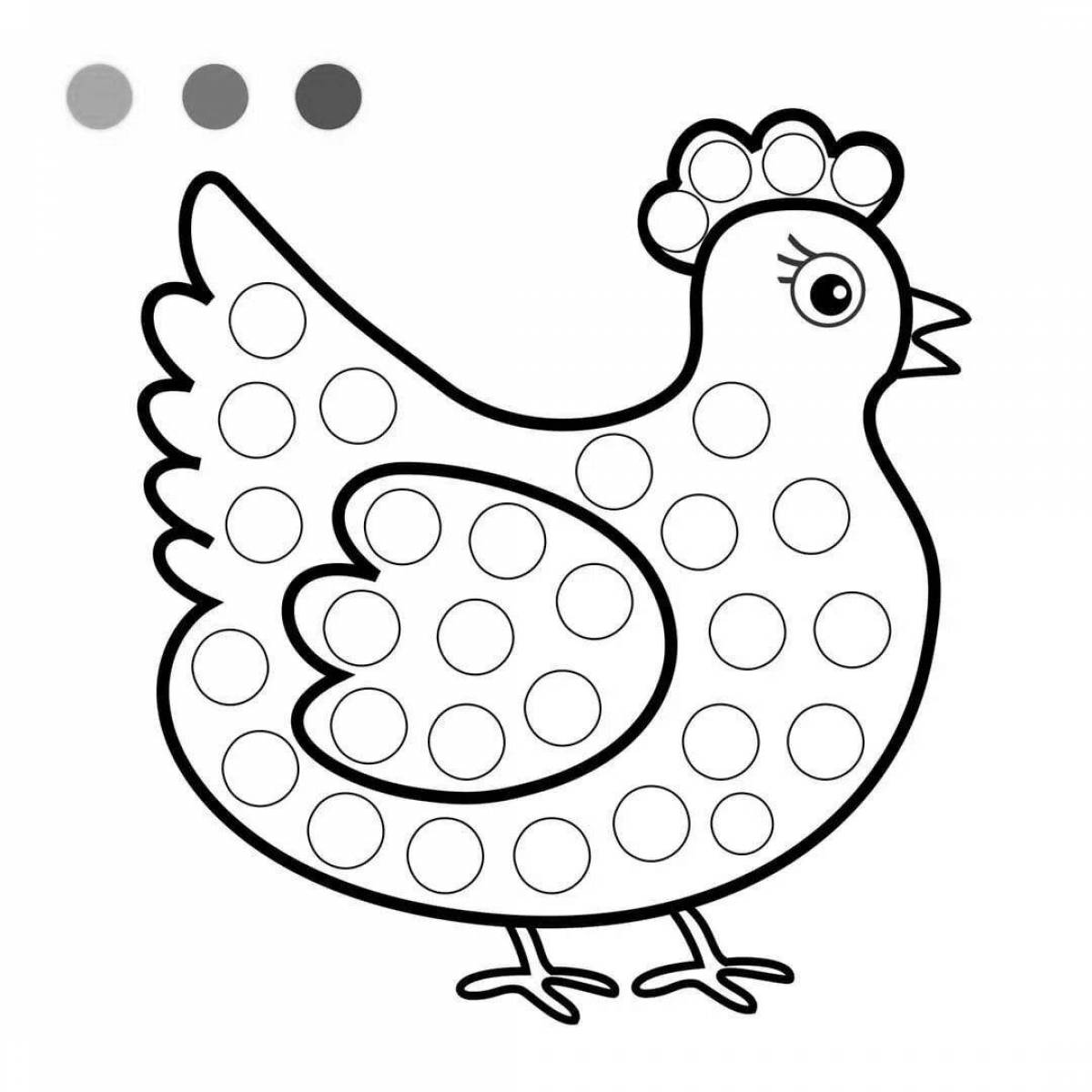 Раскраска веселая курица для детей