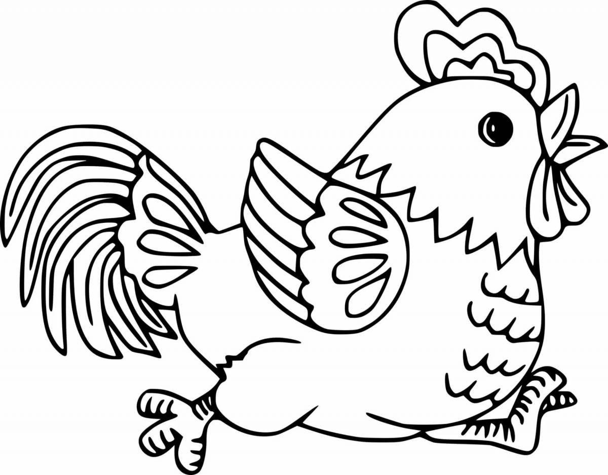 Animated chicken coloring page for kids