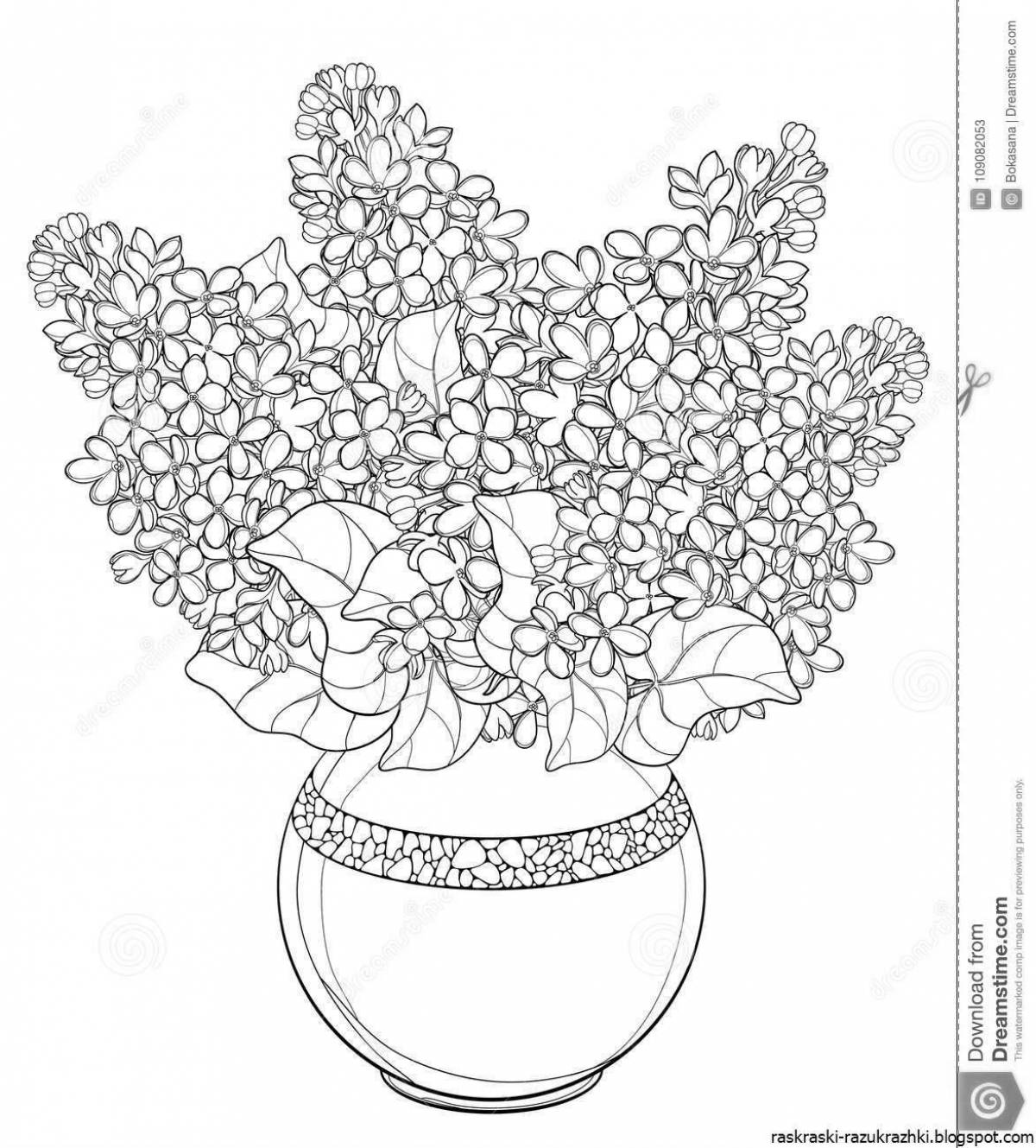 Bright bouquet in a vase coloring book