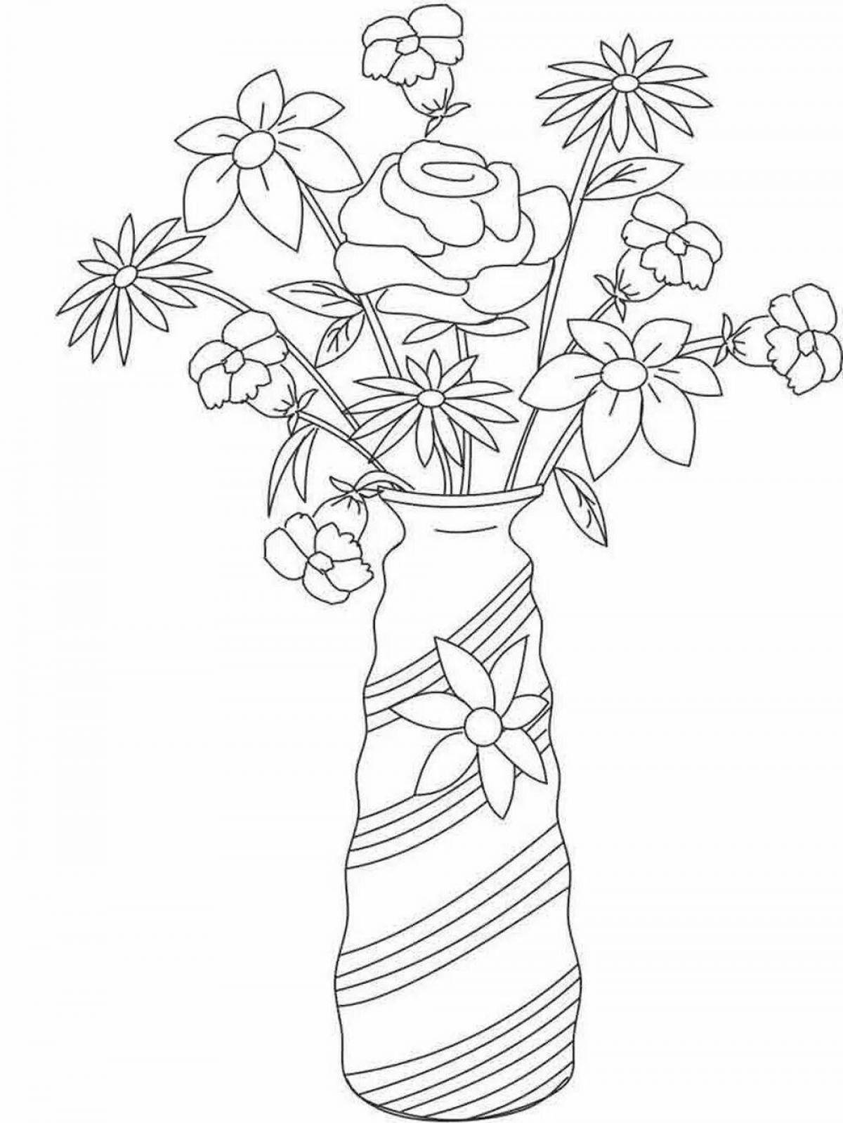 Coloring page royal bouquet in a vase