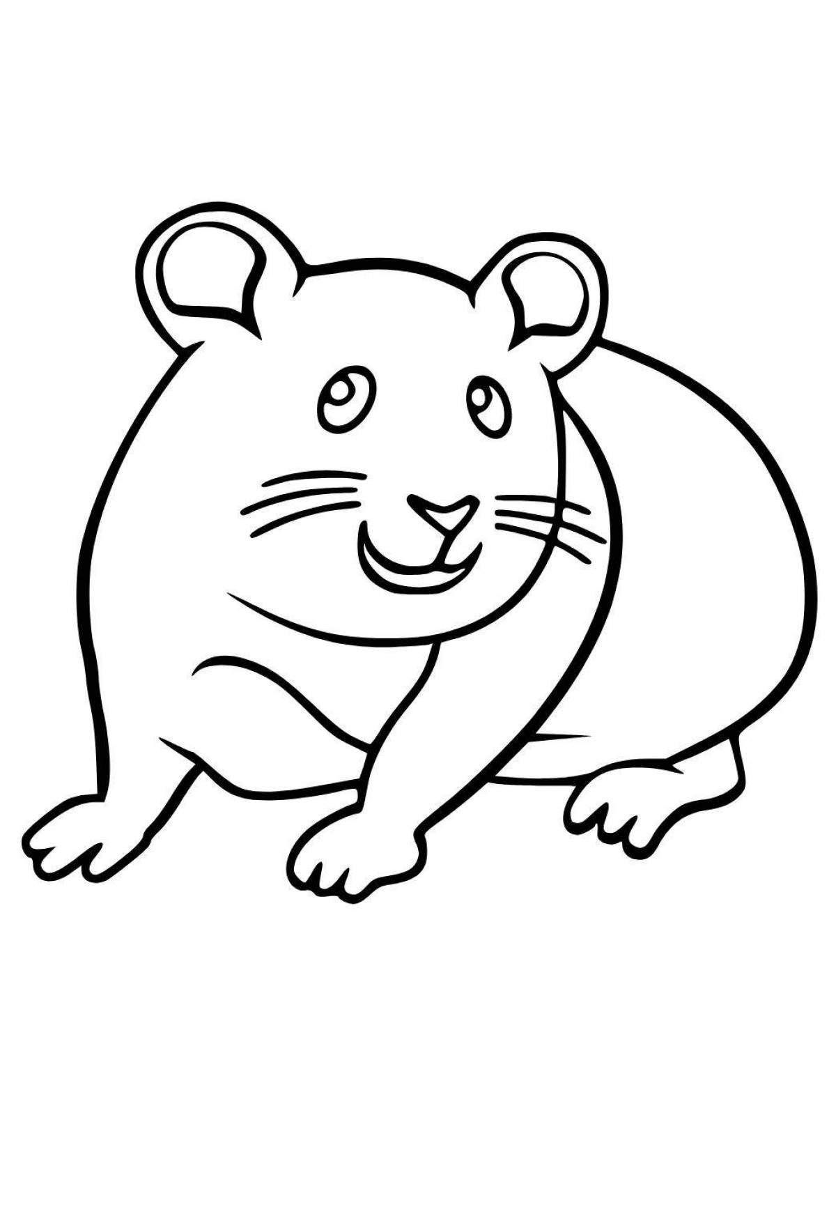 Coloring page plump hamster in a cage