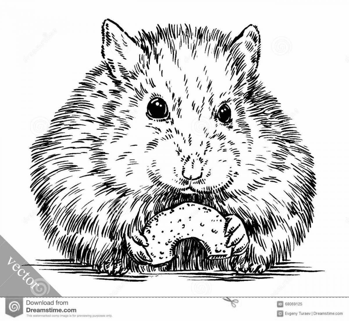 Cozy hamster in a cage coloring page