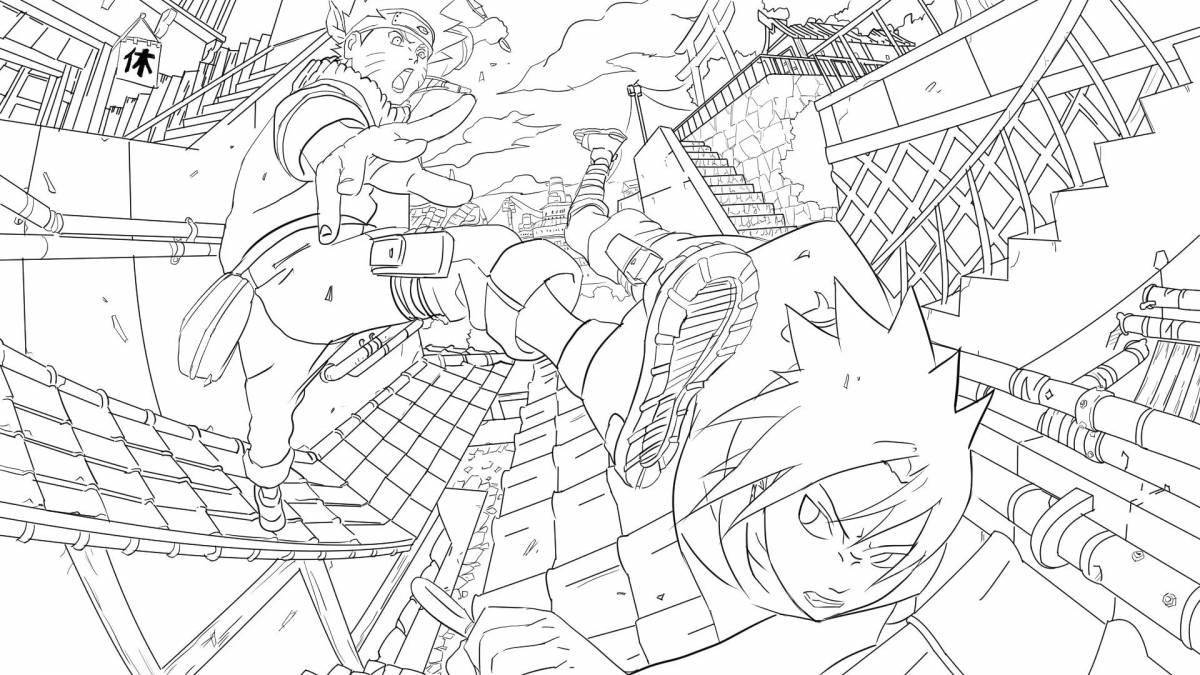 Naruto's colorful complex anime coloring book