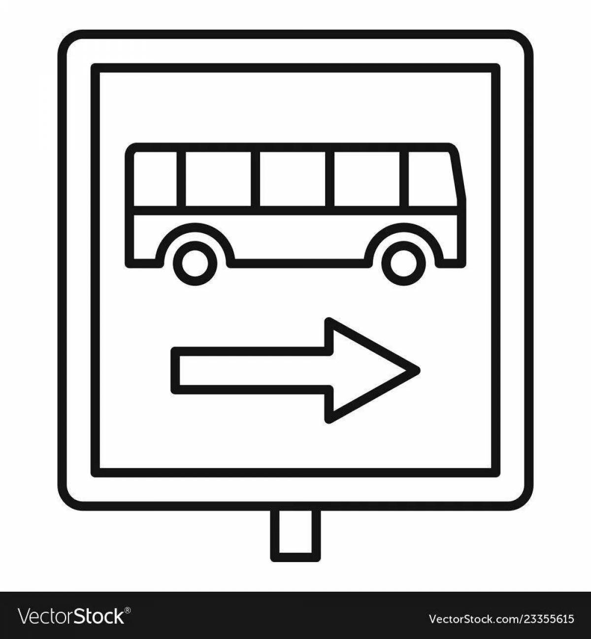 Coloring page bright bus stop sign