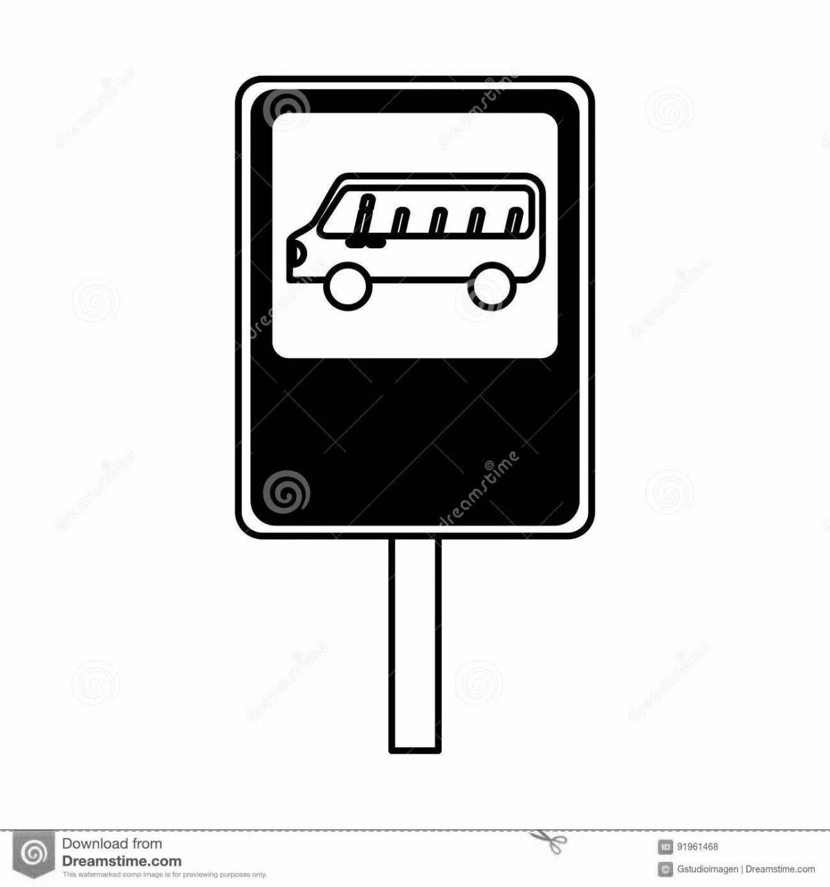 Playful bus stop coloring page
