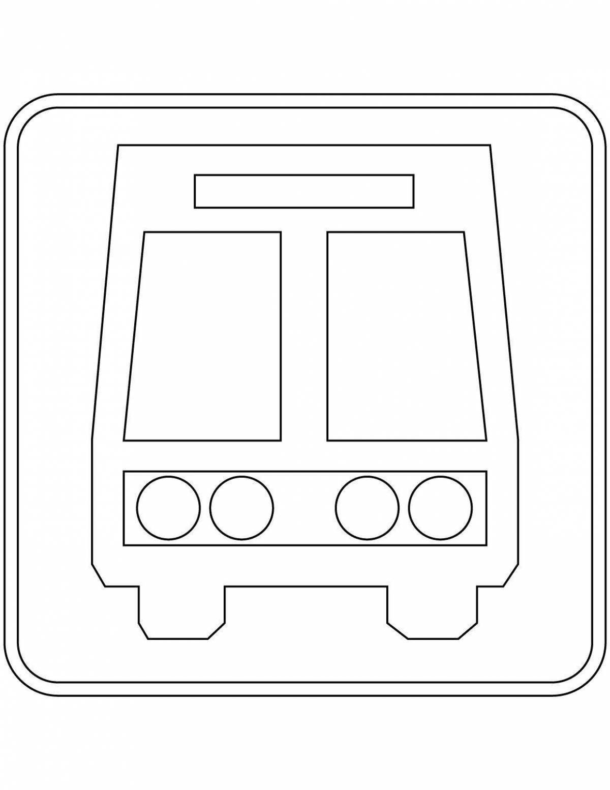 Coloring page animated bus stop sign