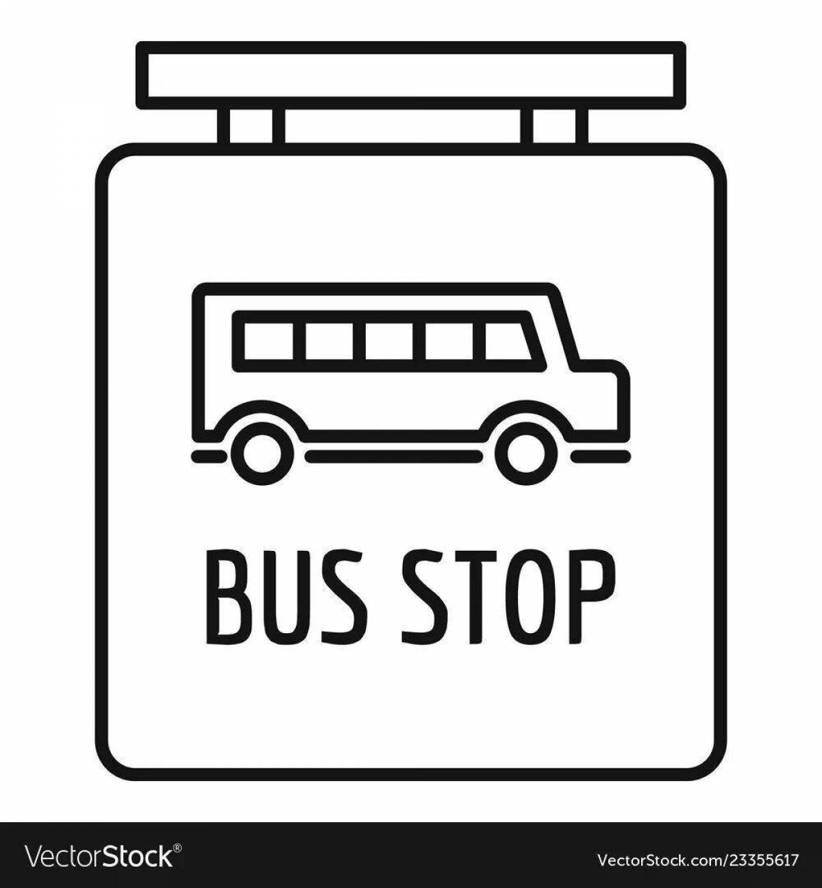 Coloring page awesome bus stop sign