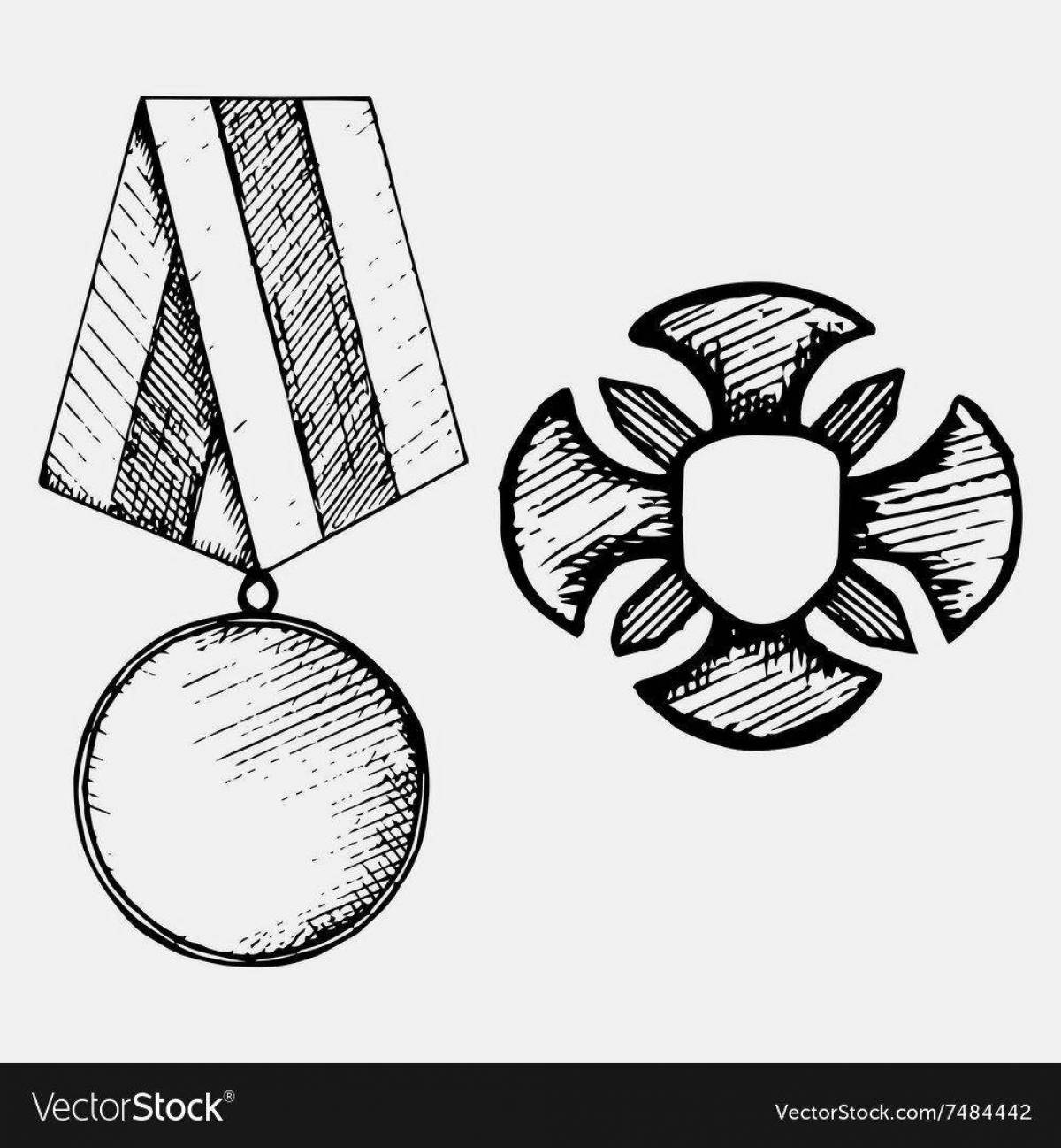 Потрясающая страница раскраски почетной медали