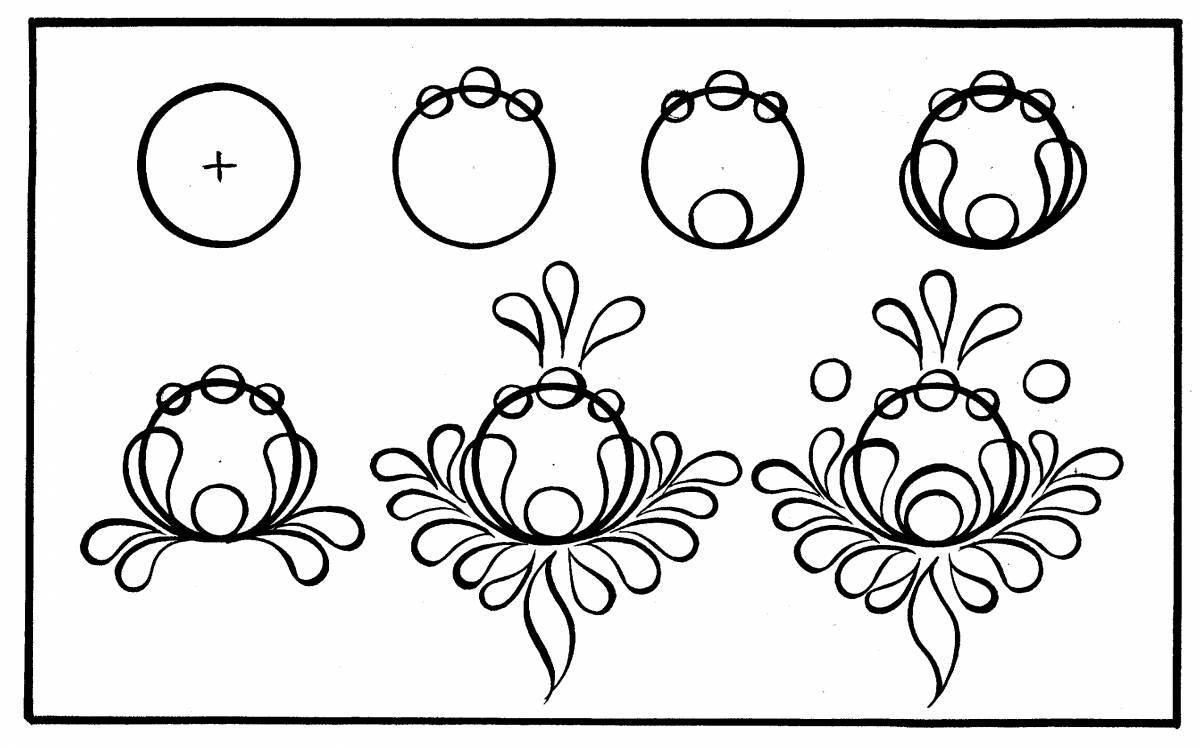 Coloring page fancy Gorodets plate