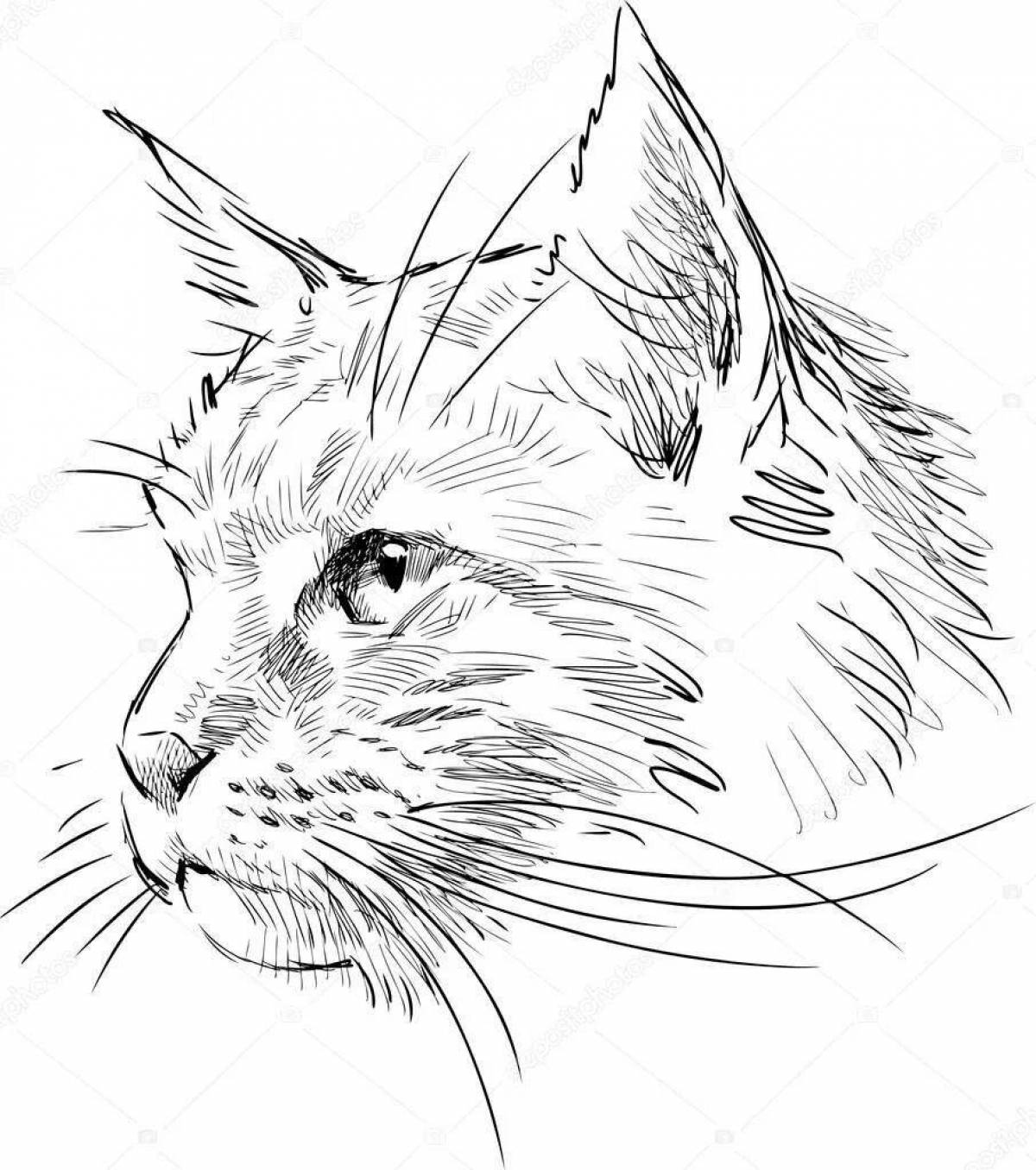 Живая раскраска кошки мейн-кун