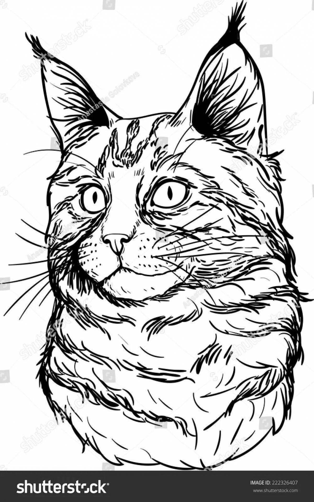 Восхитительная раскраска кошки мейн-кун