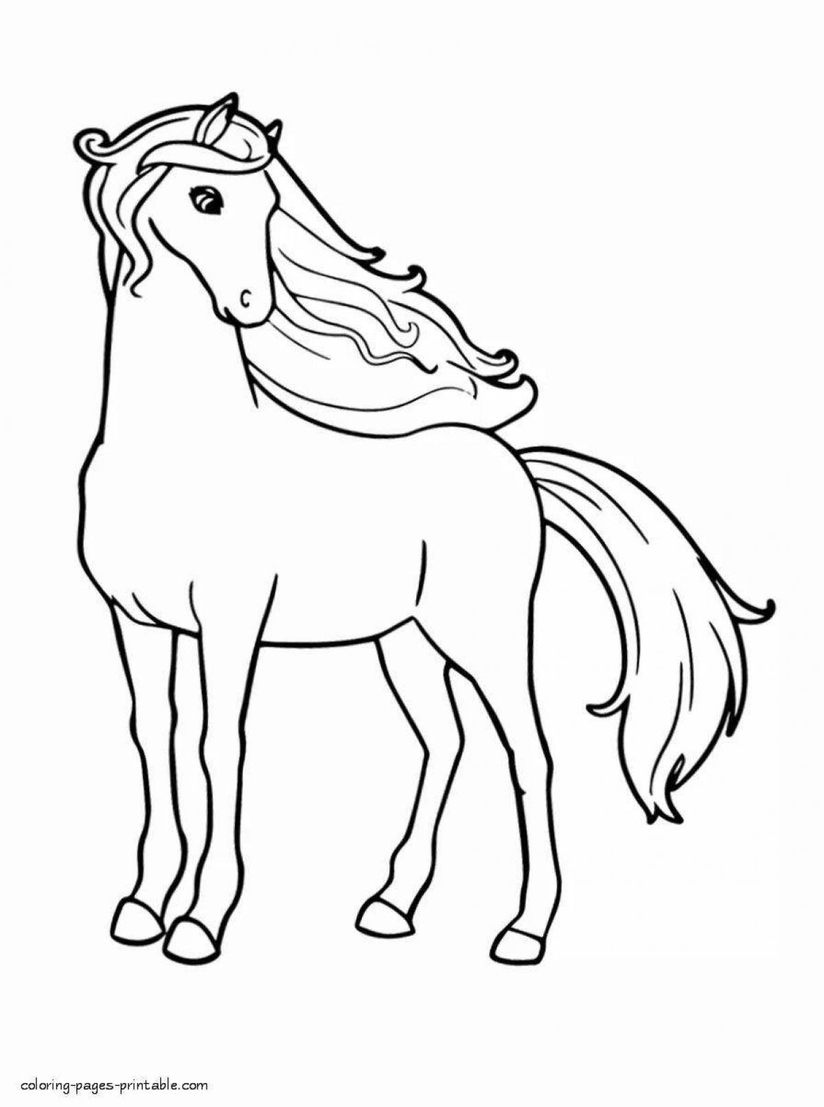 Cute barbie on horse coloring page