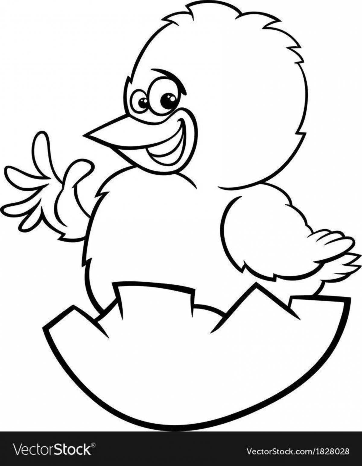 Adorable chicken in shell coloring page