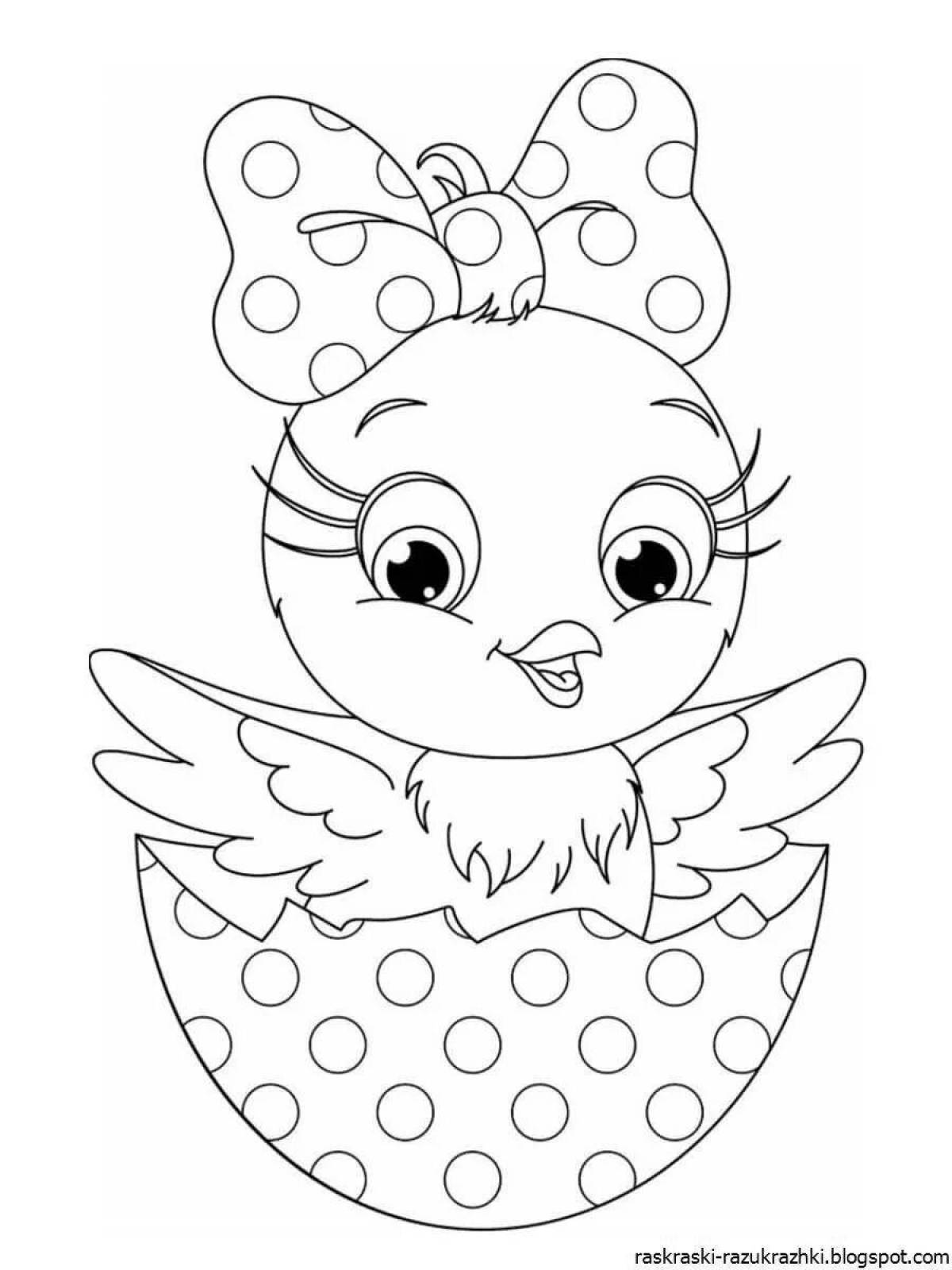 Glowing chicken in shell coloring page