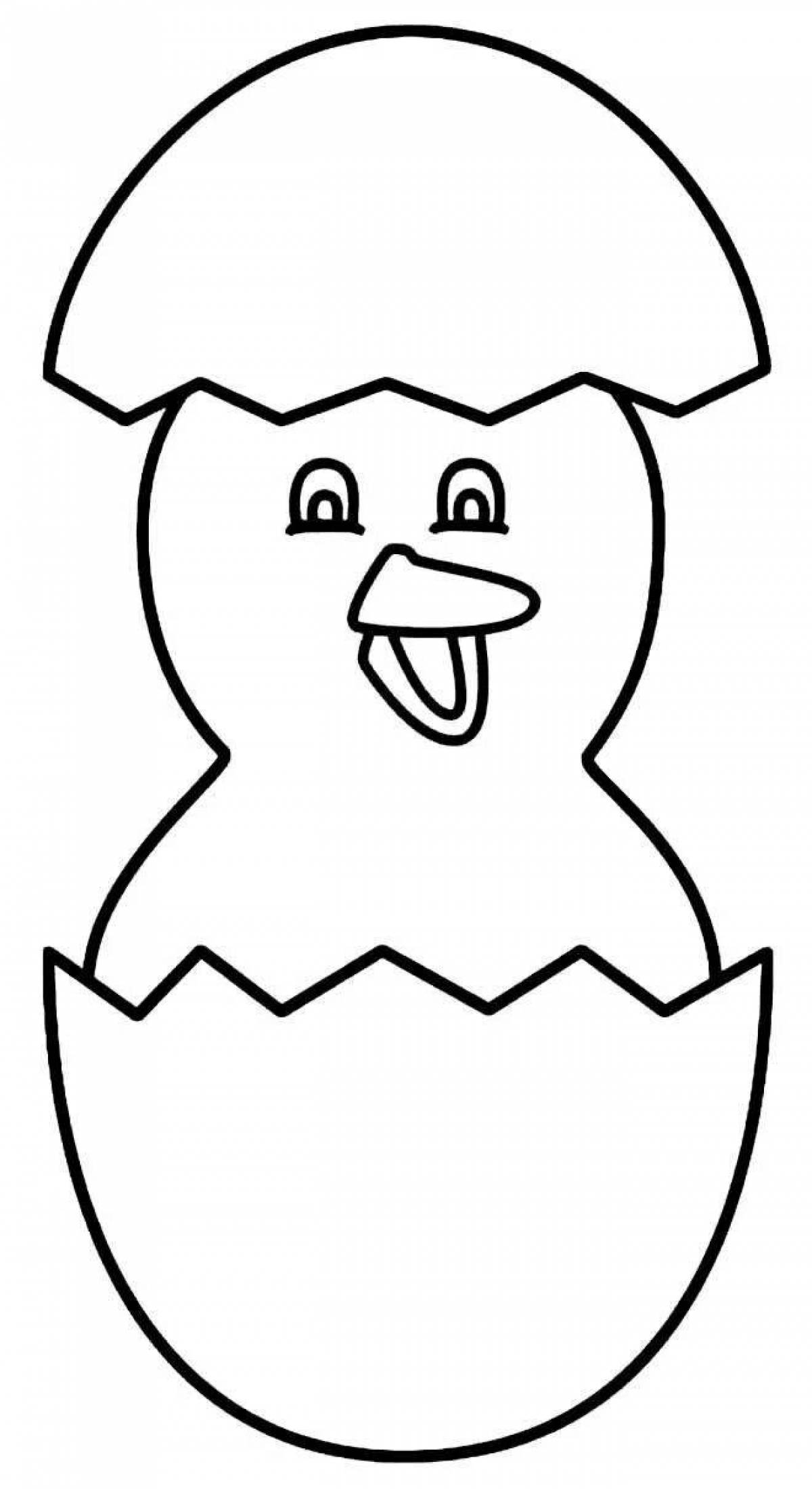 Coloring page fat chicken in the shell