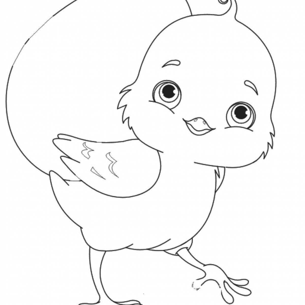 Intensive chicken in shell coloring page