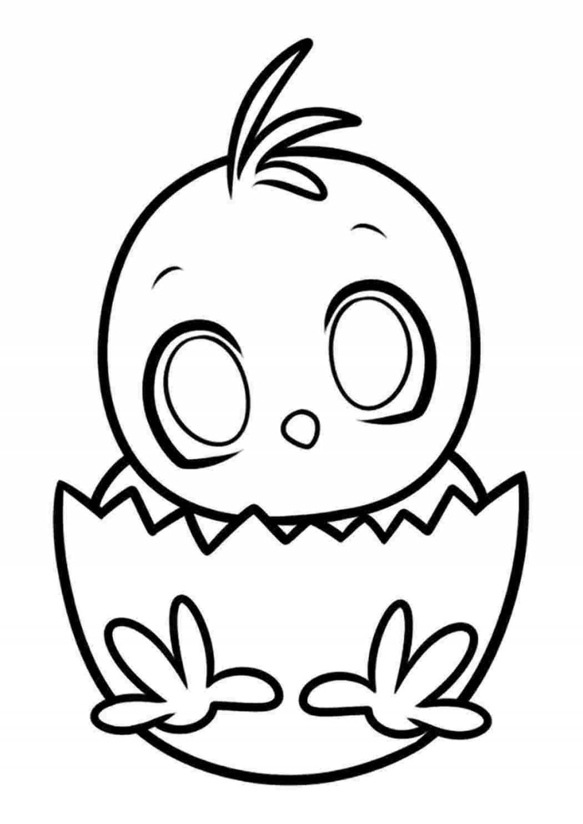 Chicken in shell coloring book