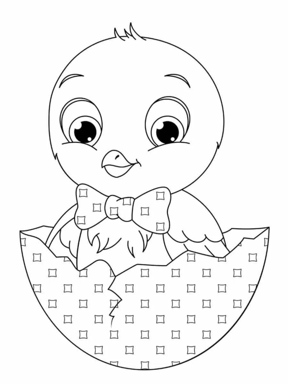 Coloring page gorgeous chicken in shell