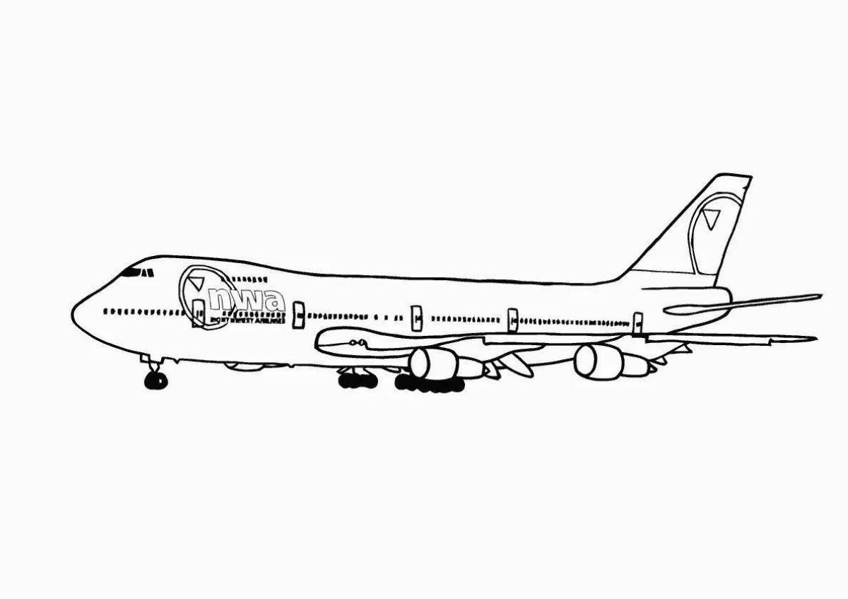 Bright coloring page plane