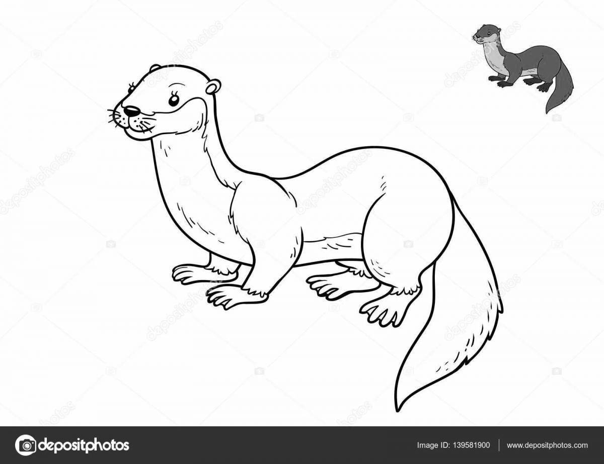Adorable weasel coloring book for kids