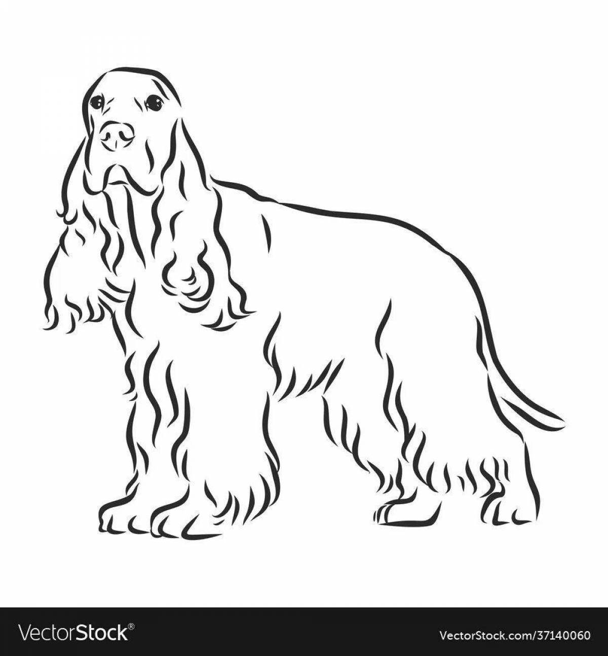 Coloring page of a charming english cocker spaniel