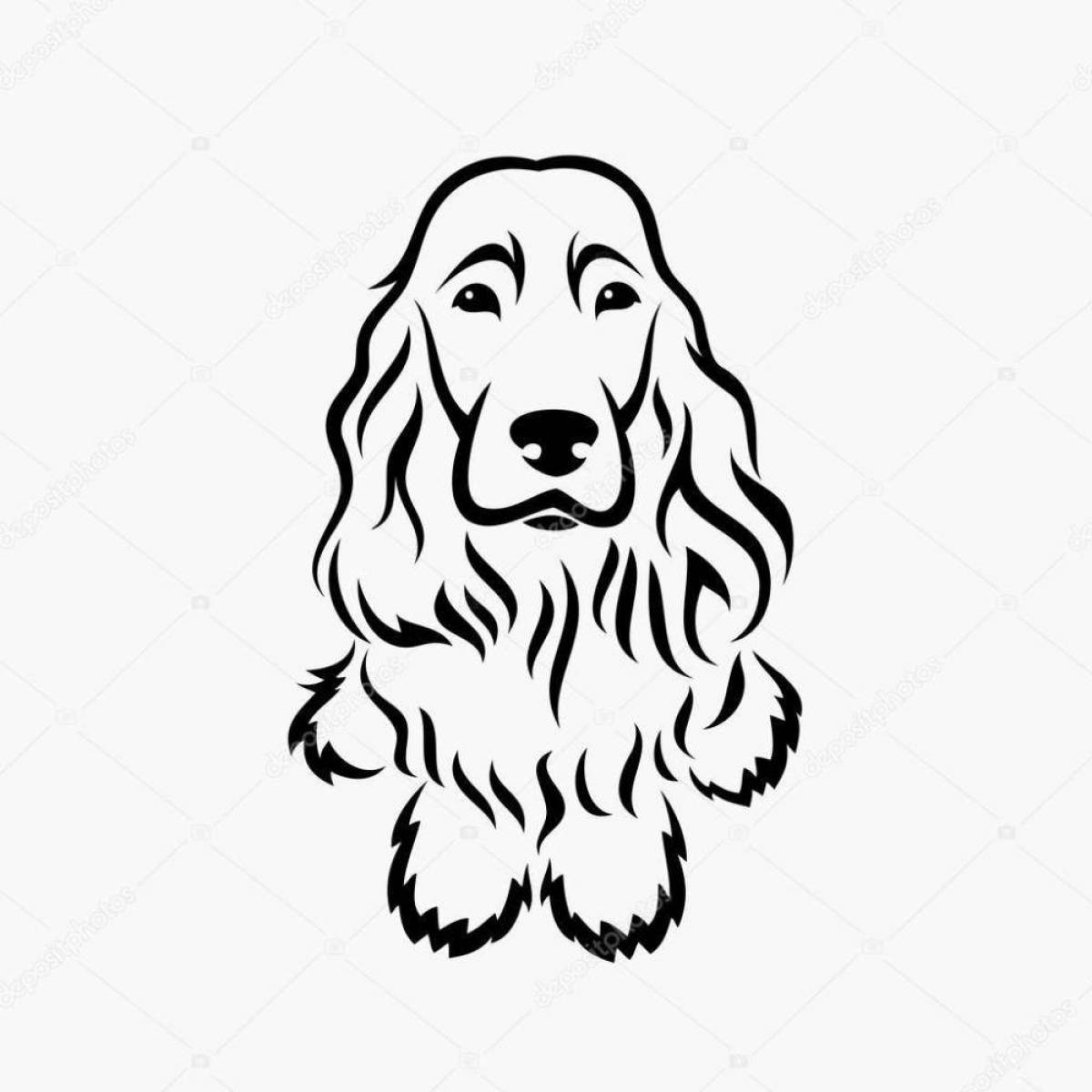 Coloring page of a wild english cocker spaniel