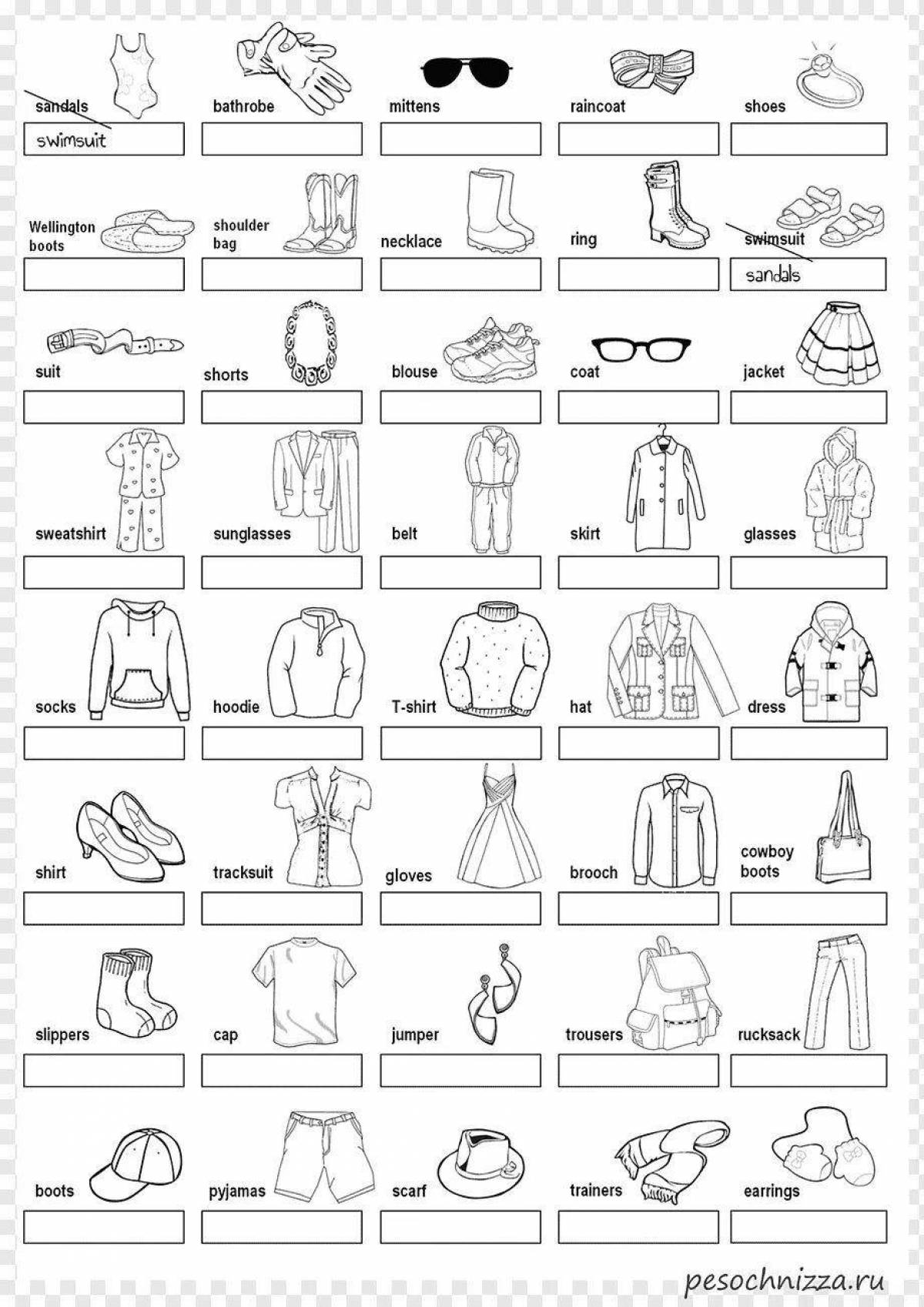Fashion clothes coloring page