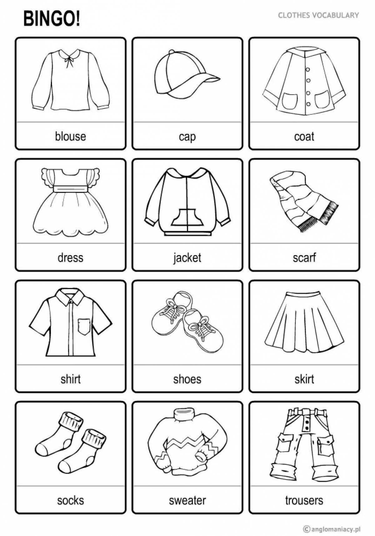 Charming clothes coloring page