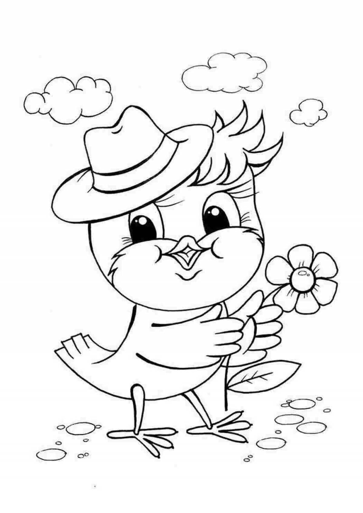 Adorable birds coloring page for 4-5 year olds