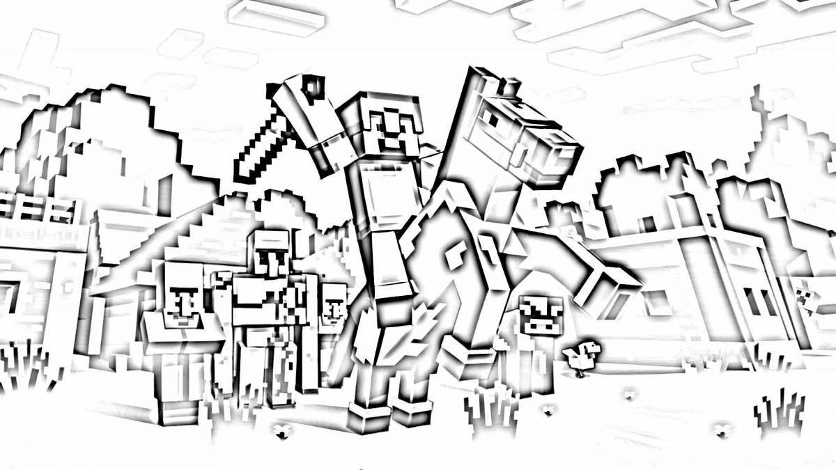 Charm minecraft villagers coloring page