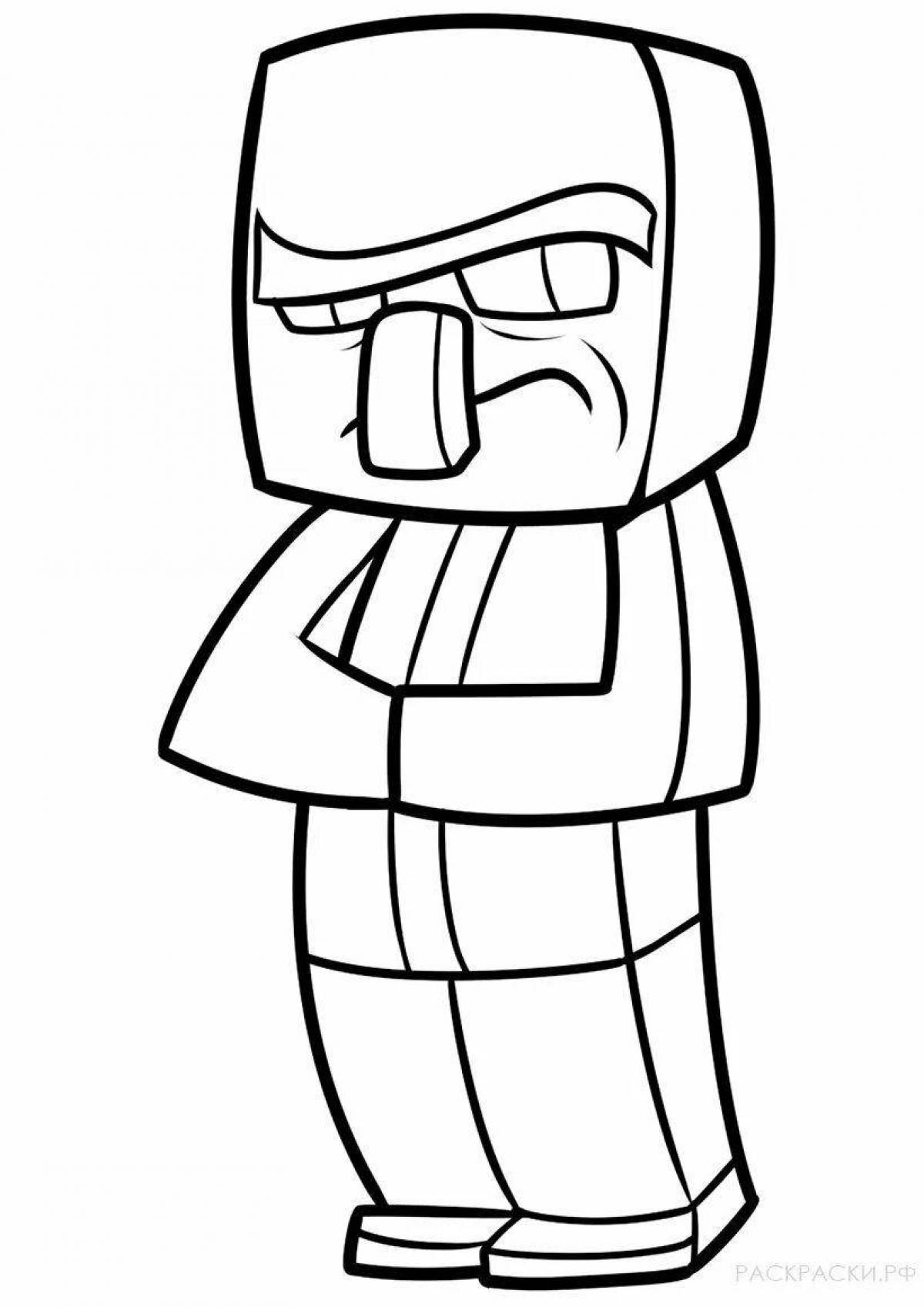 Adorable villagers minecraft coloring page