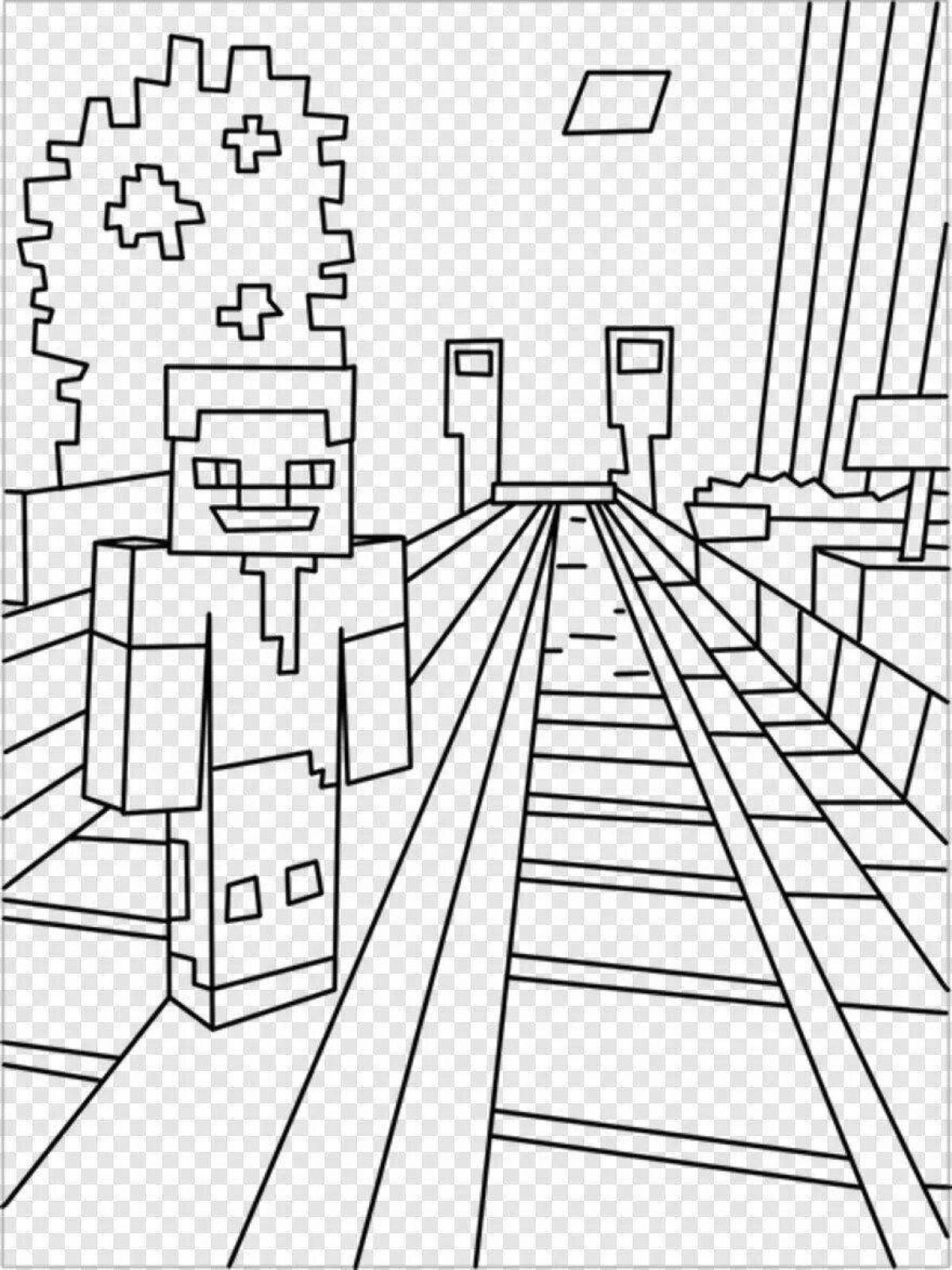 Colorful minecraft villagers coloring pages
