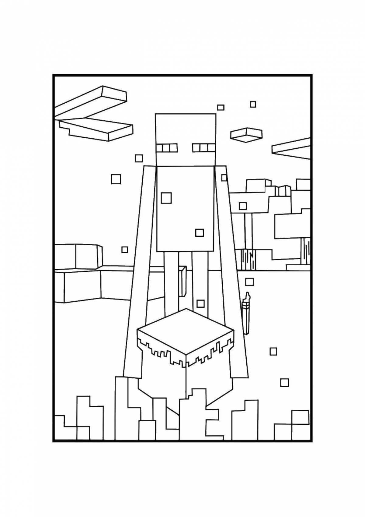 Color-magic minecraft villagers coloring page