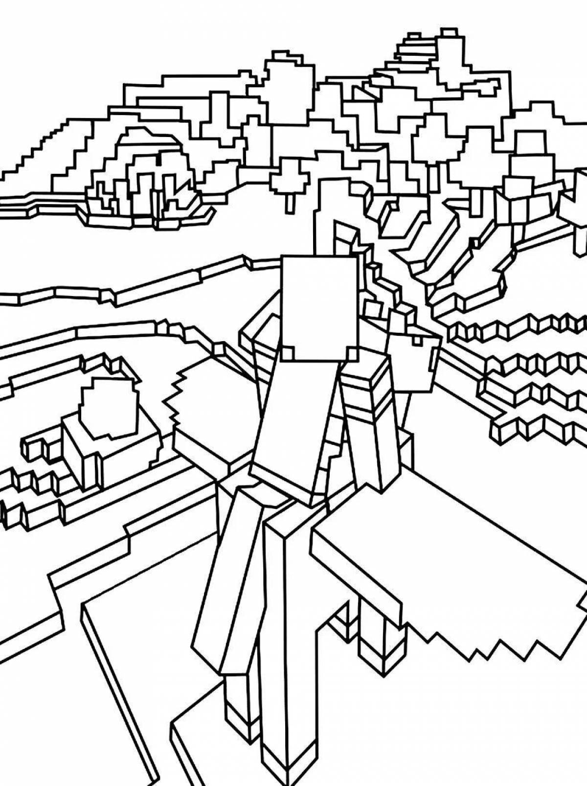 Colorful charm minecraft villagers coloring page