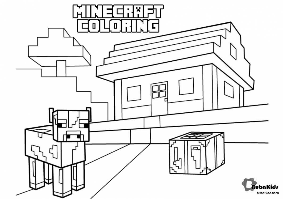 Coloring for minecraft residents fantasy land