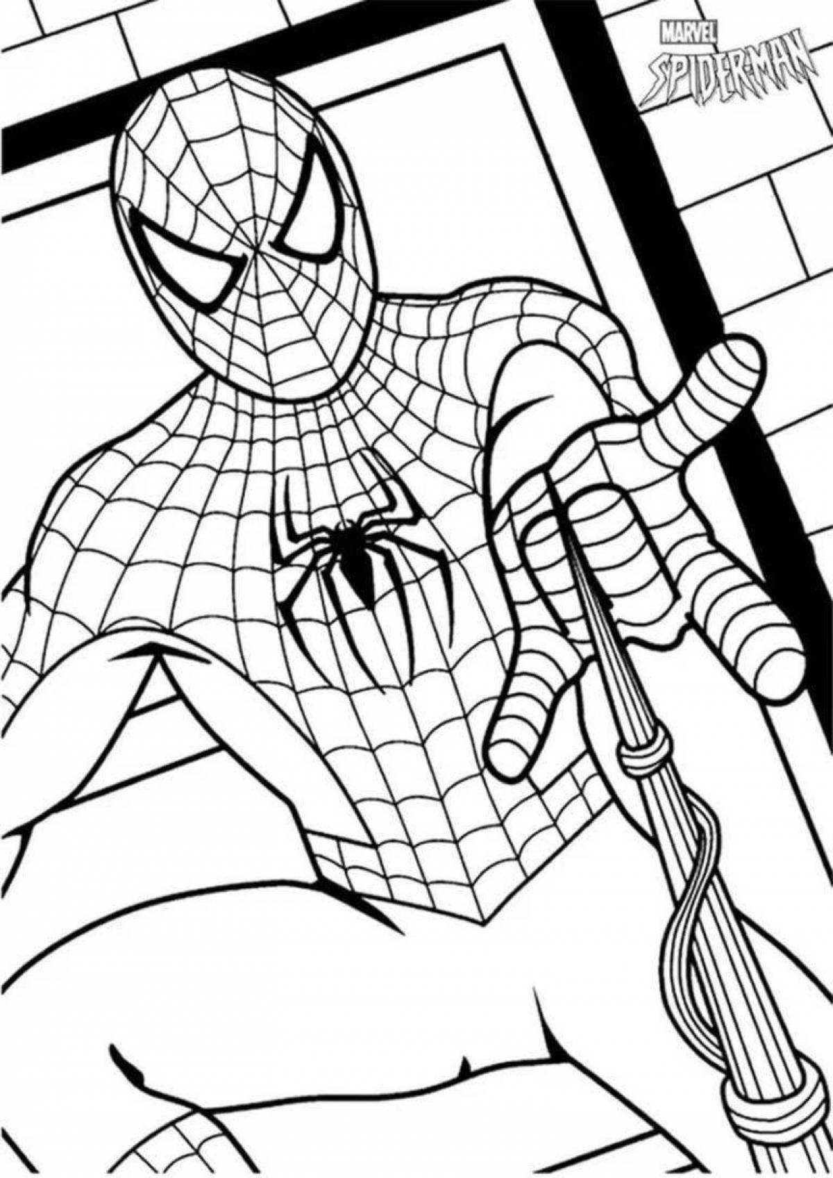 Coloring page playful baby spider