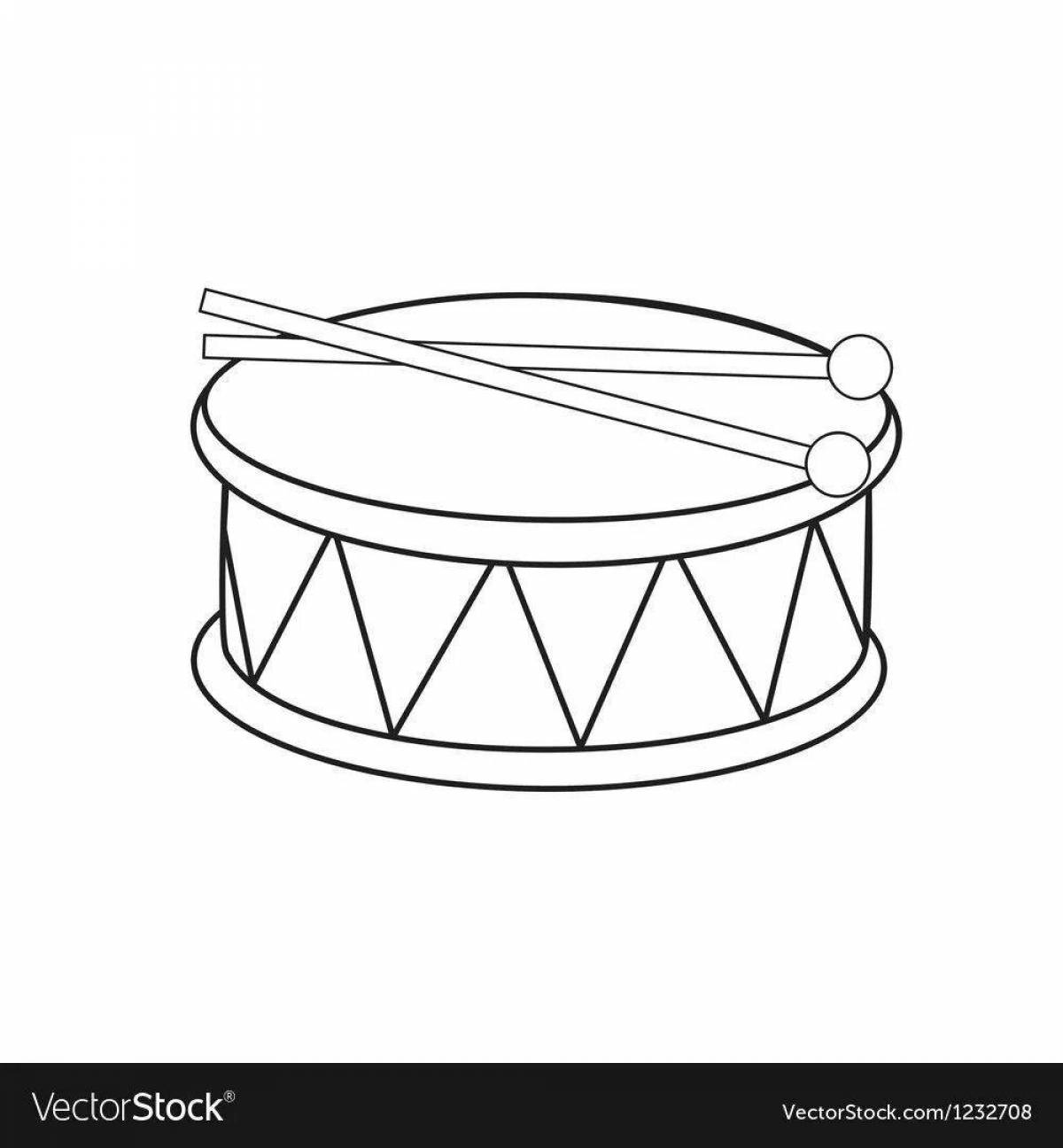 Coloring book glowing drum musical instrument
