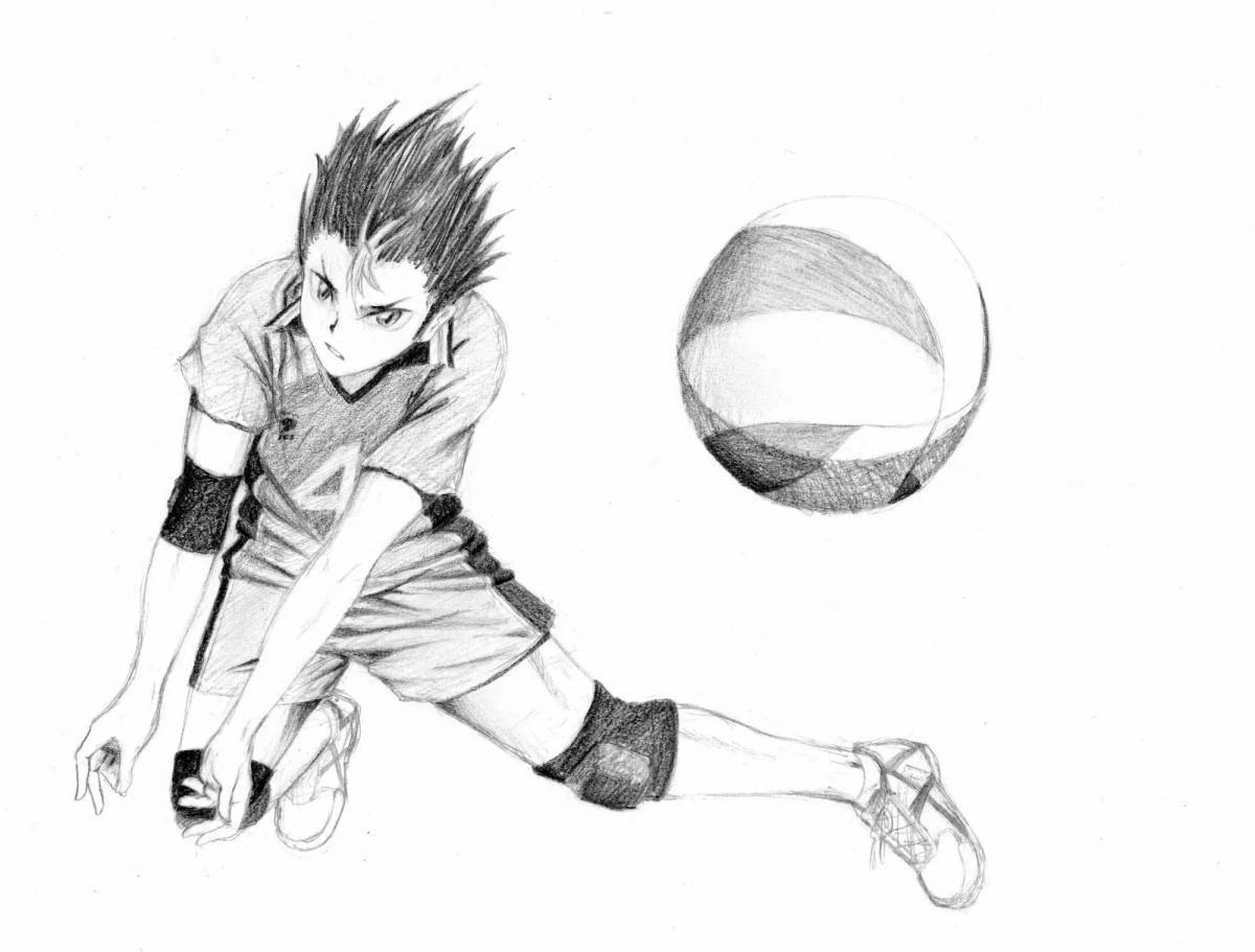 Coloring book playful hinata volleyball