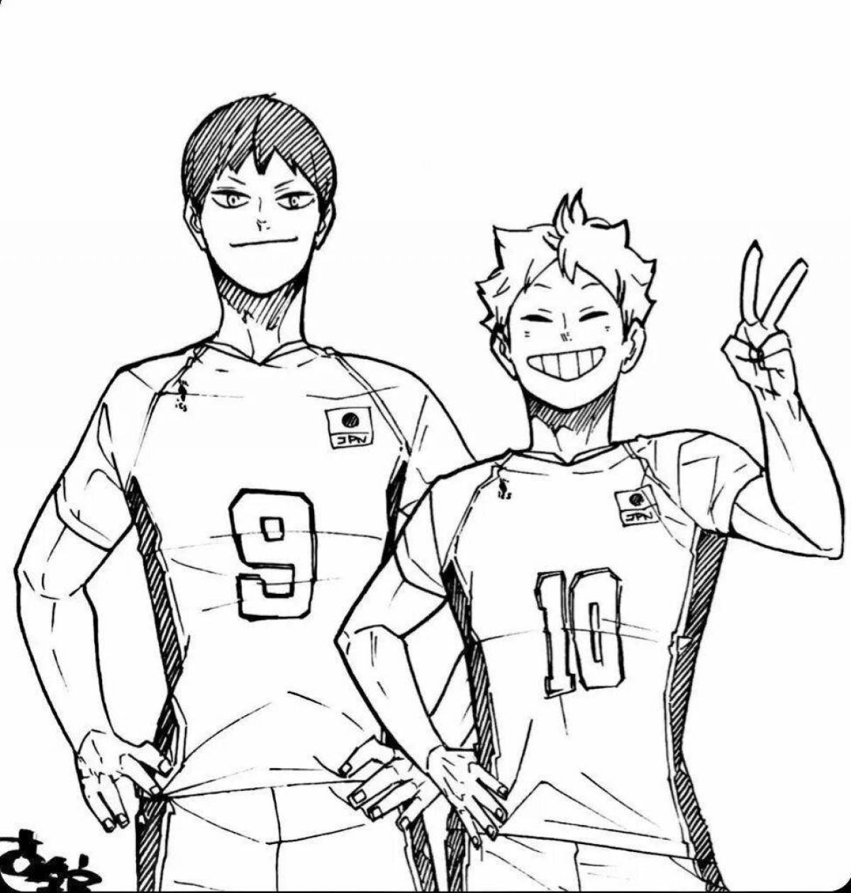 Coloring book ambitious hinata volleyball