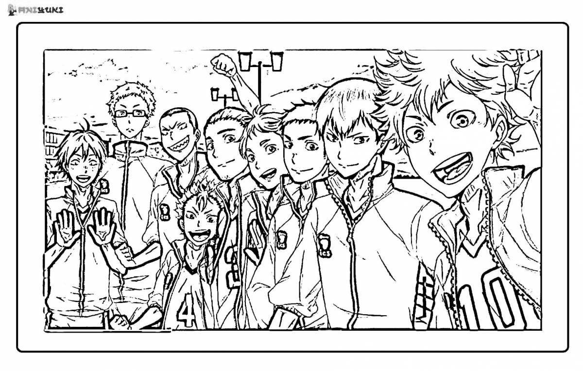 Hinata's confident volleyball coloring page