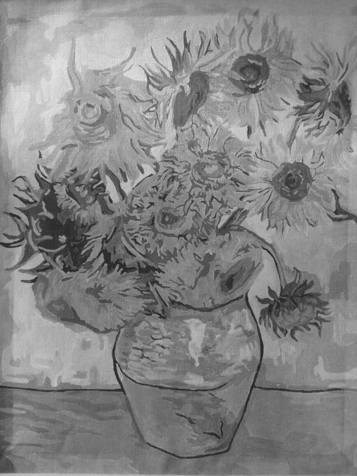 Van Gogh's beautifully drawn sunflowers coloring book
