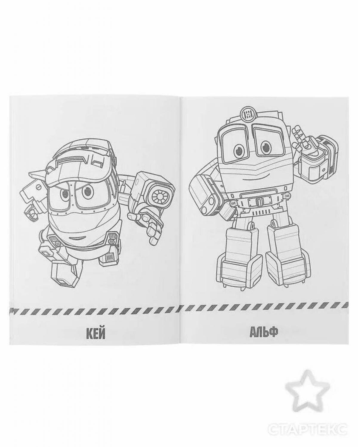 Jolly victor train robots coloring book