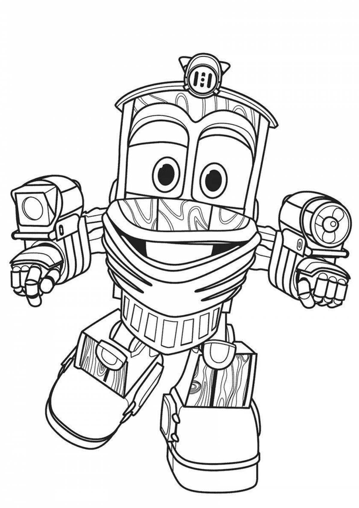 Exciting coloring page of victor's train robots