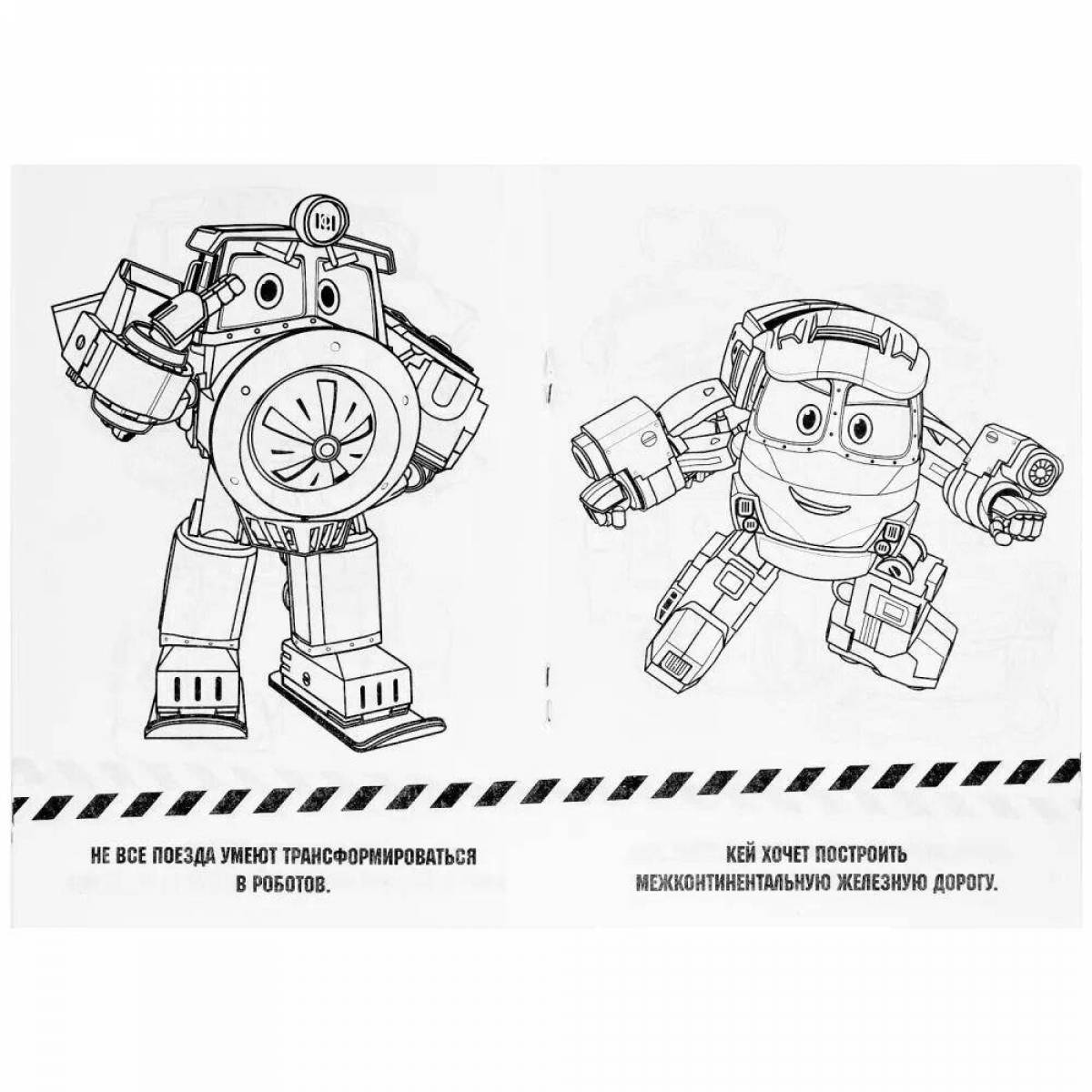 Victor's colorful train robots coloring book